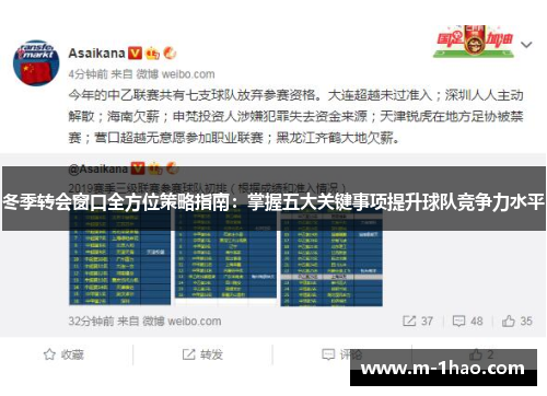 冬季转会窗口全方位策略指南：掌握五大关键事项提升球队竞争力水平